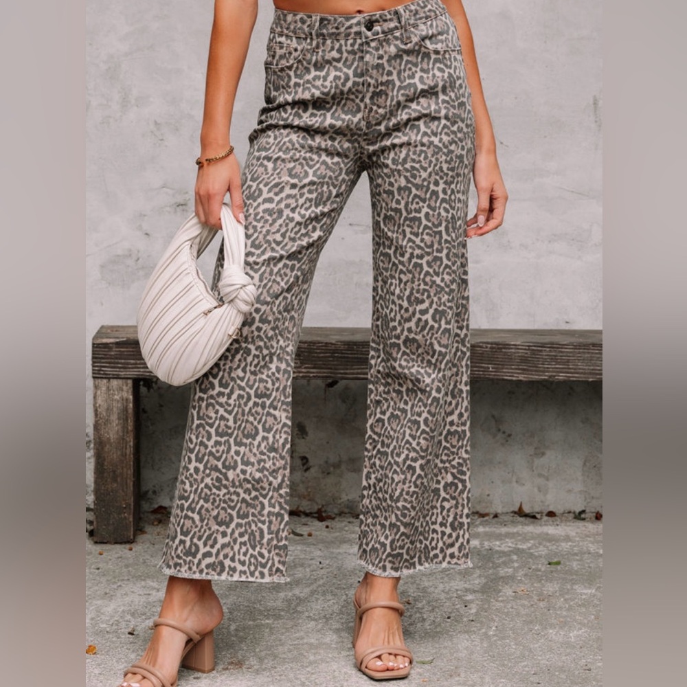 Leopard Print Wide-Leg Pants